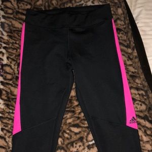 Adidas black and pink crop jogger pant